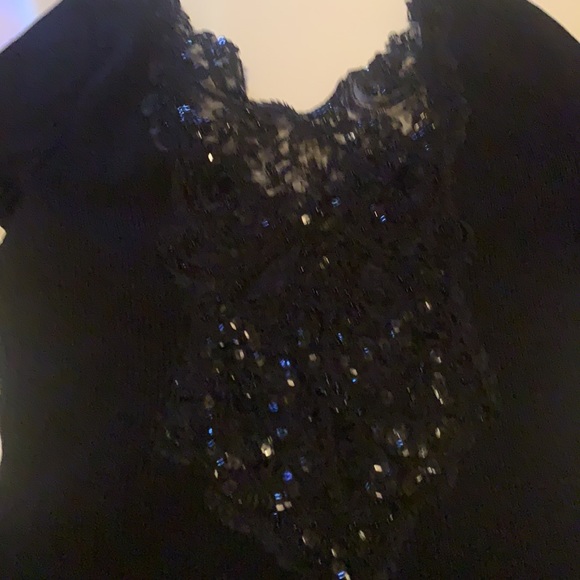 CACHE ELEGANT BLACK EMBELLISHED BEADED TOP SIZE MEDIUM COCKTAILS FORMAL - Picture 5 of 11